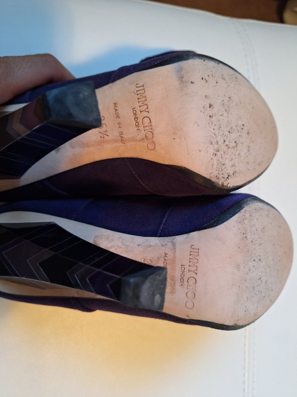Jimmy Choo Colorblock heel purple suede booties - Picture 4 of 16